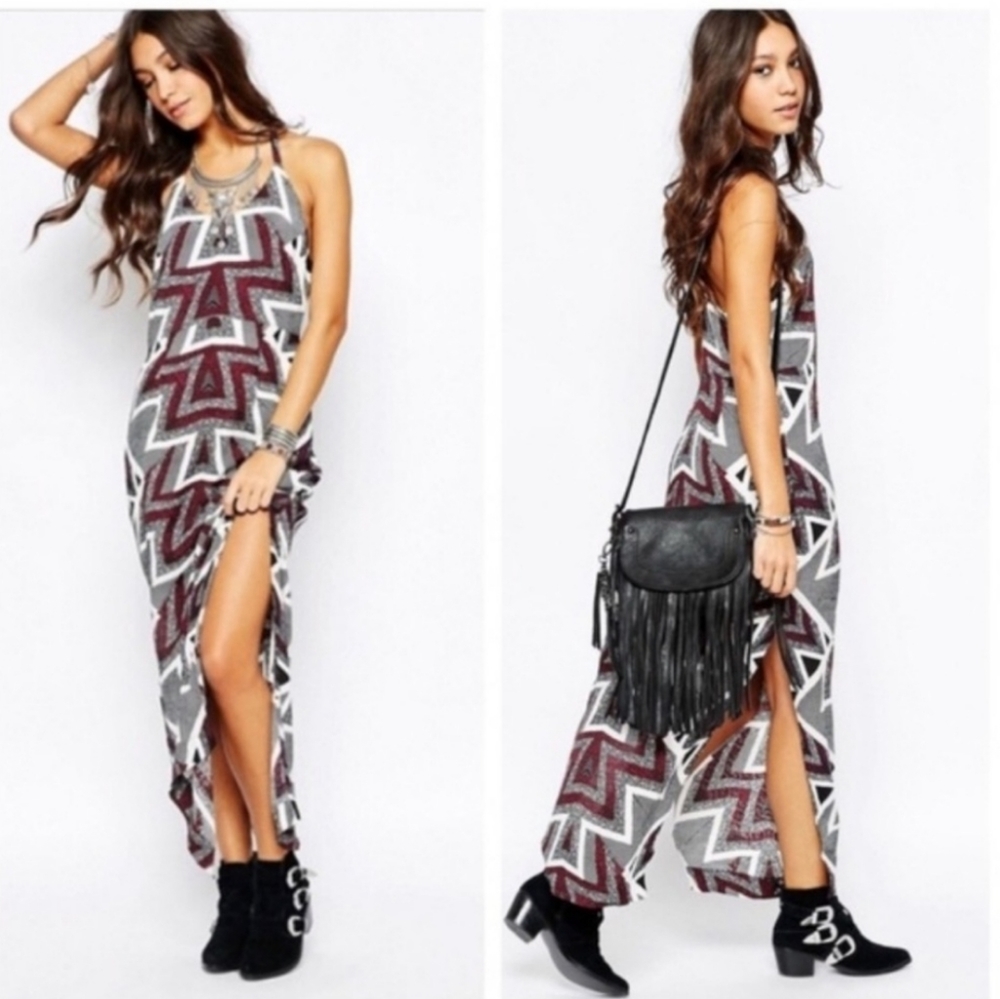 Free People "Serves You Right" Aztec Maxi Dress